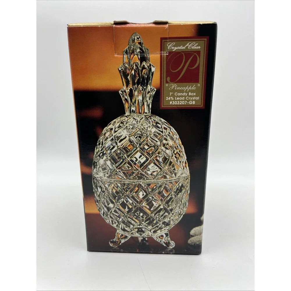 Crystal Clear Pineapple Footed Covered Candy Box